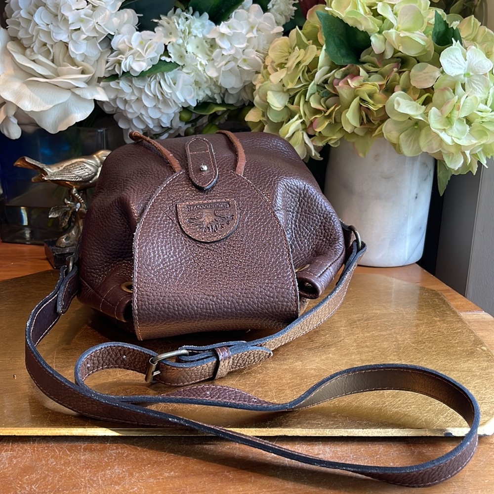 Groundcover Brown Leather Drawstring Crossbody | … - image 8